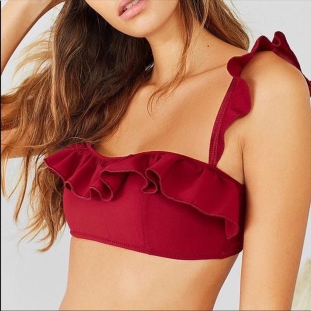 Out From Under Burgundy Red Dainty Cami Ruffle Bra Top